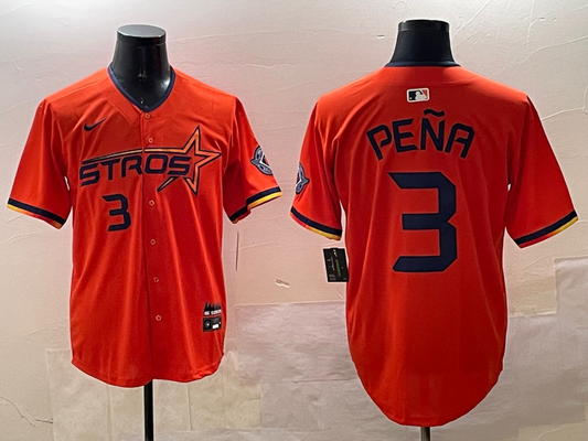 Men's Houston Astros Jeremy Pena #3 Orange 2025 City Connect Limited Player Jersey