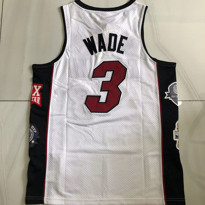 Miami Heat 3# Wade White Embroidered  Jersey