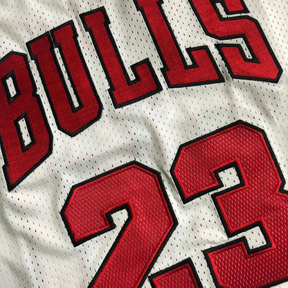 Michael Jordan Chicago Bulls 23 White -Retro Dense Embroidery
