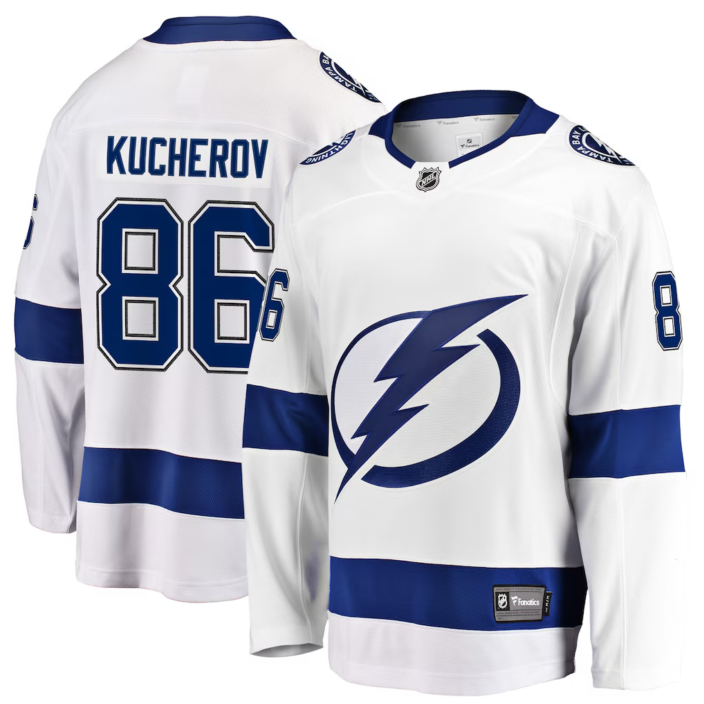 Men's Tampa Bay Lightning Nikita Kucherov #86 White Breakaway Jersey