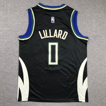 Youth Damian Lillard Milwaukee Bucks #0  Embroidered Jersey