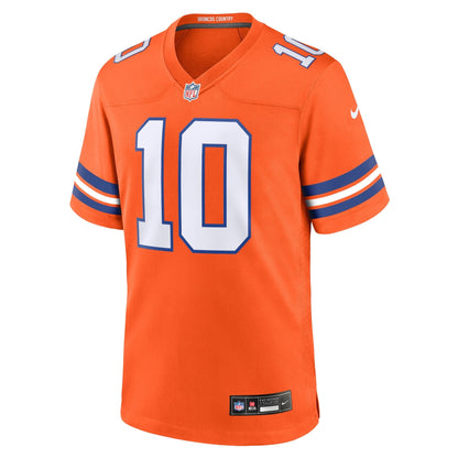 Bo Nix Denver Broncos Nike Mile High Collection 1977 Throwback   Game Jersey - Orange