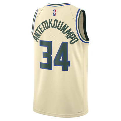 Milwaukee Bucks Giannis Antetokounmpo Nike Cream 2025/26 Swingman Jersey - City Edition