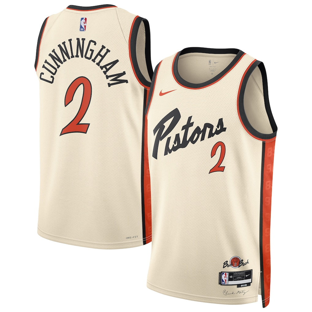 Unisex Detroit Pistons Cade Cunningham White 2024/25 Swingman  Jersey - City Edition