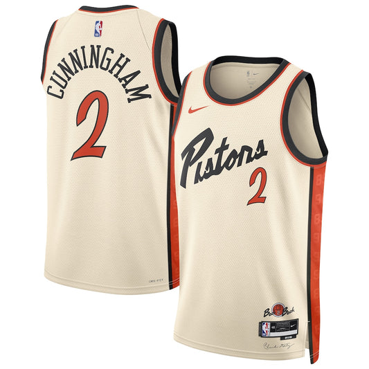Unisex Detroit Pistons Cade Cunningham White 2024/25 Swingman  Jersey - City Edition