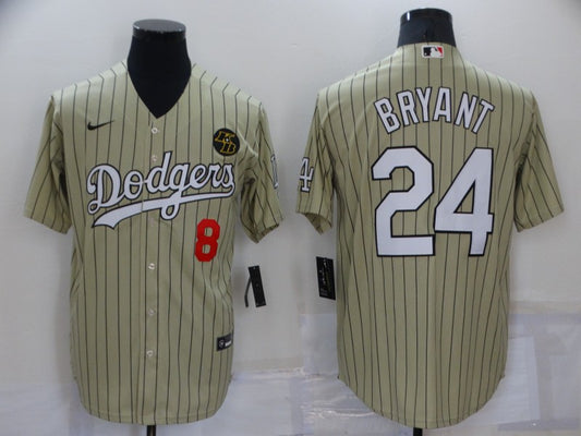 Men's Los Angeles Dodgers Kris Bryant #8-24 Gold Replica Baseball Jersey