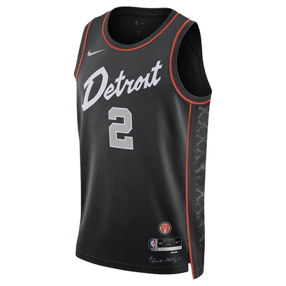 Men's City Edition Detroit Pistons Cade Cunningham #2 Black 2023-2024 season Jersey