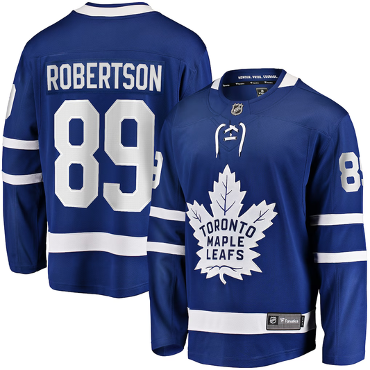 Men's Toronto Maple Leafs Nicholas Robertson #89 Blue Home Breakaway Player Jersey