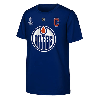 Youth Edmonton Oilers Connor McDavid Royal 2025 Stanley Cup Final Name & Number T-Shirt
