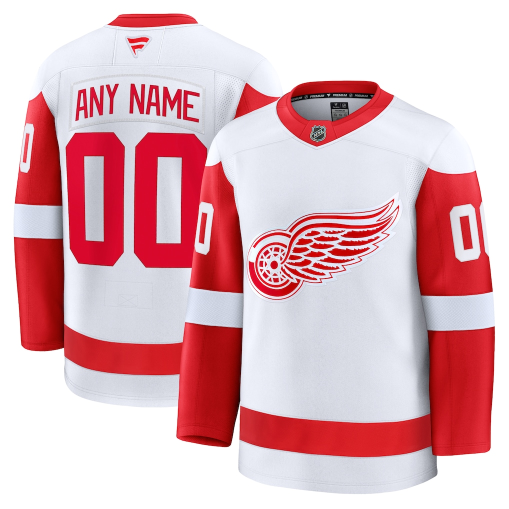 Men's Detroit Red Wings  White Away Premium Custom Jersey