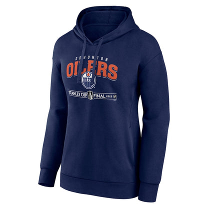 Women's Edmonton Oilers Navy 2025 Stanley Cup Final Custom Pullover Hoodie