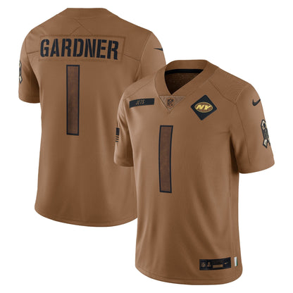 Ahmad Sauce Gardner New York Jets Nike Salute To Service Limited Jersey - Brown
