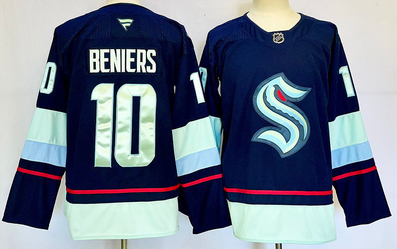 Men's Seattle Kraken Matty Beniers #10 Navy Player Jersey