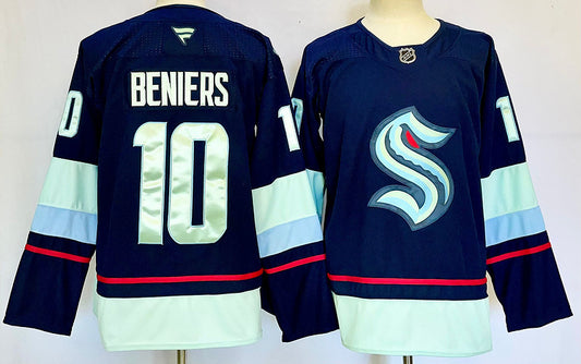 Men's Seattle Kraken Matty Beniers #10 Navy Player Jersey