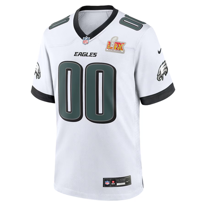 Men's Philadelphia Eagles Nike Midnight White Super Bowl LIX Custom Game Jersey