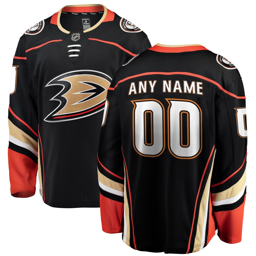 Men's Anaheim Ducks Black Home Breakaway Custom Jersey