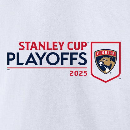 Men's Florida Panthers White 2025 Stanley Cup Playoffs Logo T-Shirt