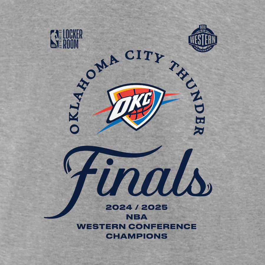 Men's Oklahoma City Thunder Fanatics Heather Gray 2025 Western Conference Champions Locker Room T-Shirt