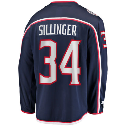 Cole Sillinger Columbus Blue Jackets   Home Breakaway  Jersey - Navy