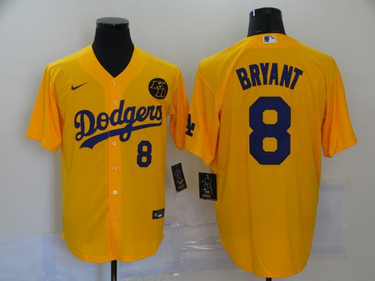 Men's Los Angeles Dodgers Kris Bryant #8 Yellow Replica Baseball Jersey