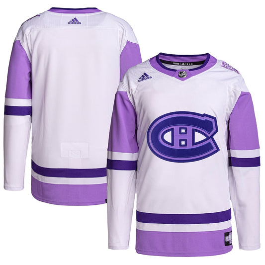 Montreal Canadiens   Hockey Fights Cancer Primegreen   Blank Practice Jersey - White/Purple