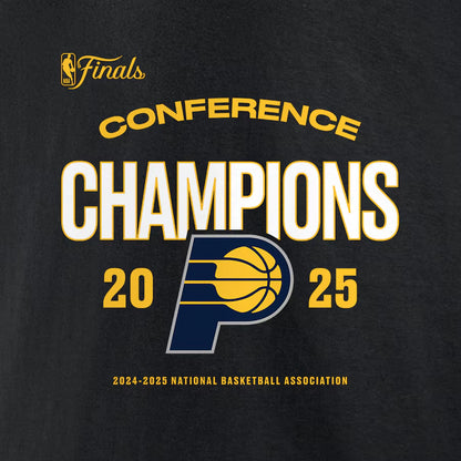 Men's Indiana Pacers Fanatics Black 2025 Eastern Conference Champions Roster Buzzer Beater T-Shirt