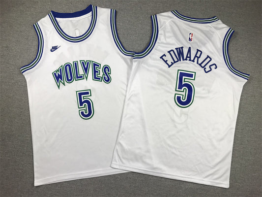 Youth Anthony Edwards Minnesota Timberwolves #5  Embroidered Jersey