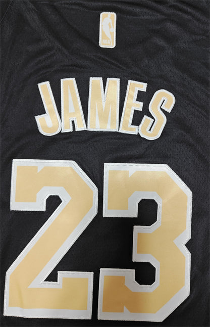 24 Lakers #23 James black and gold jersey