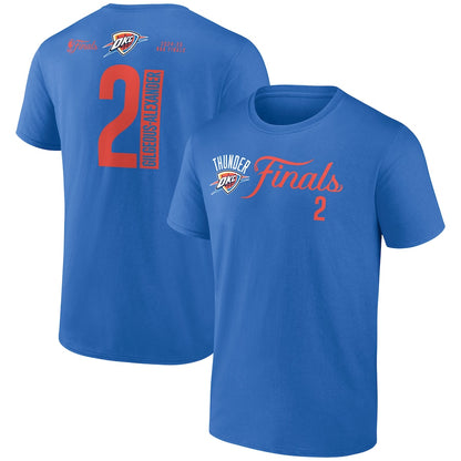 Men's Oklahoma City Thunder Shai Gilgeous-Alexander Blue 2025 NBA Finals Court Vision Name & Number T-Shirt
