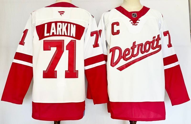 Men's Detroit Red Wings Dylan Larkin #71  White Player Game Jersey