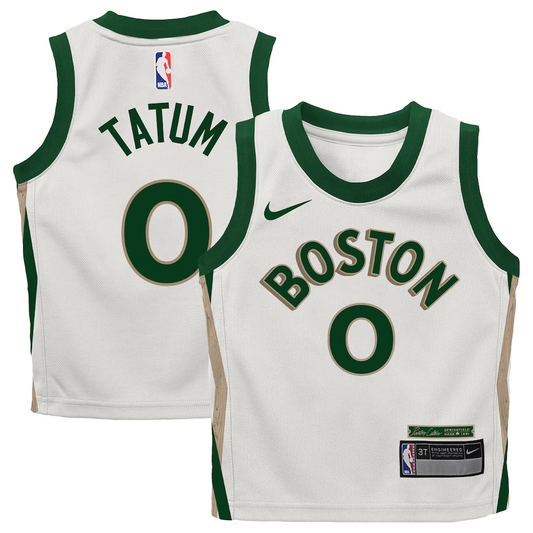 Preschool Boston Celtics Jayson Tatum Nike White 2023/24 Swingman Replica Jersey - City Edition