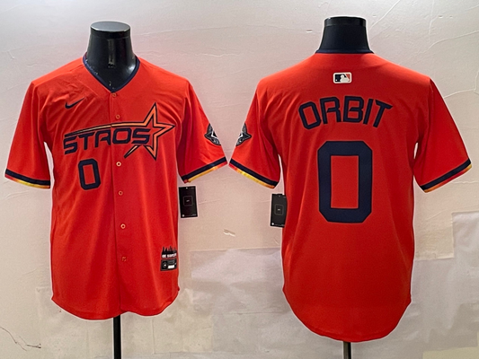 Men's Houston Astros Orbit #0 Orange 2025 City Connect Limited Player Jersey
