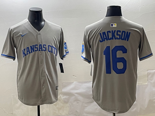 Men's Kansas City Royals Bo Jackson #16 Gray Limited Player Jersey