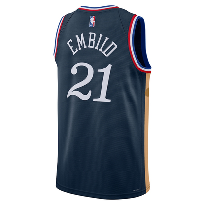 Philadelphia 76ers Joel Embiid Nike Navy 2025/26 Swingman Jersey - City Edition