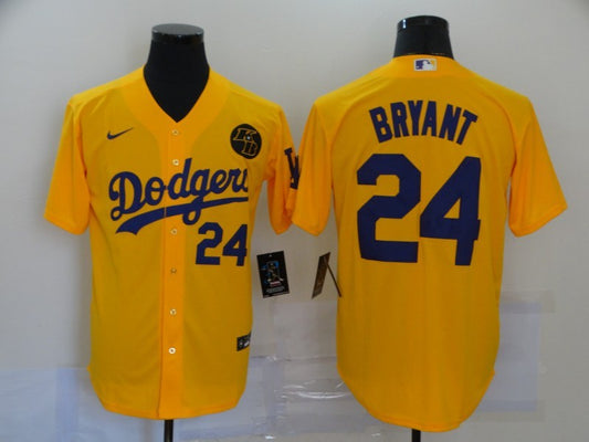 Men's Los Angeles Dodgers Kris Bryant #24 Yellow Replica Baseball Jersey