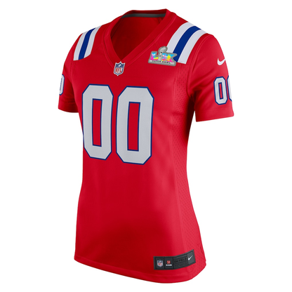 Women's New England Patriots Nike Red Super Bowl LX Patch Custom Game Jersey