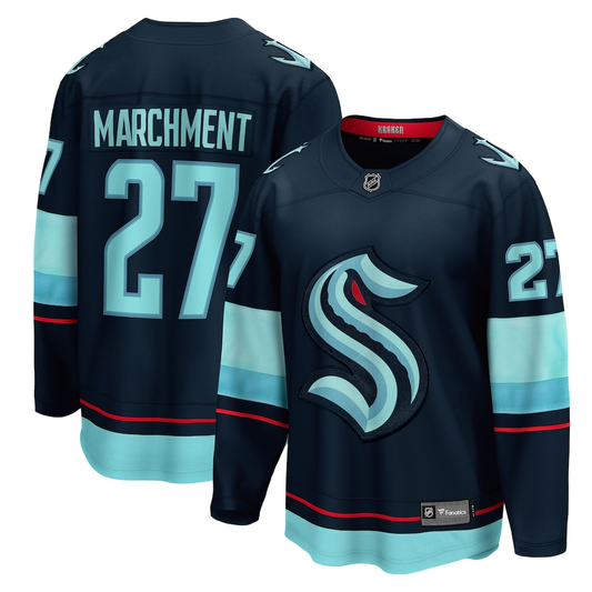 Men's Seattle Kraken Mason Marchment #27 Deep Sea Blue Home Breakaway Jersey