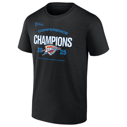 Men's Oklahoma City Thunder Fanatics Black 2025 Western Conference Champions Roster Buzzer Beater T-Shirt
