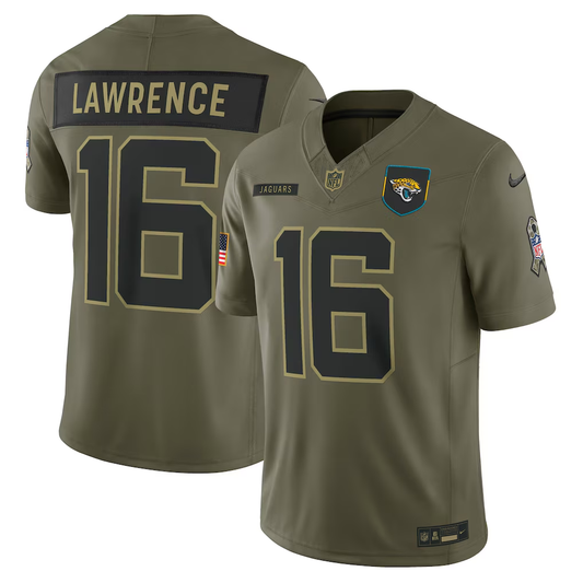 Men's Jacksonville Jaguars Trevor Lawrence Nike Olive 2025 Salute to Service Limited Jersey