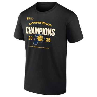 Men's Indiana Pacers Fanatics Black 2025 Eastern Conference Champions Roster Buzzer Beater T-Shirt
