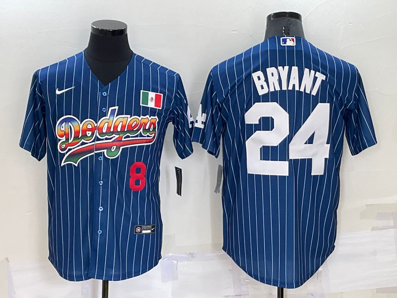 Men's Los Angeles Dodgers Kris Bryant #8-24 Blue Stitched Jersey