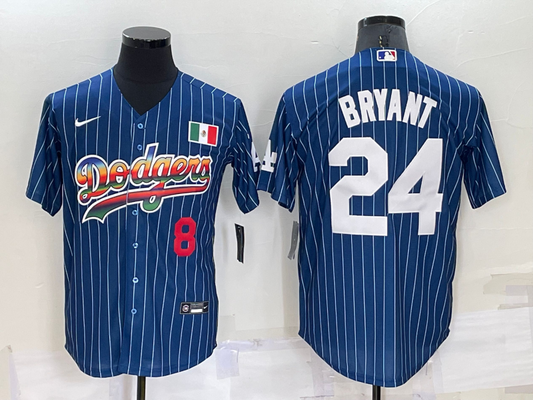 Men's Los Angeles Dodgers Kris Bryant #8-24 Blue Stitched Jersey