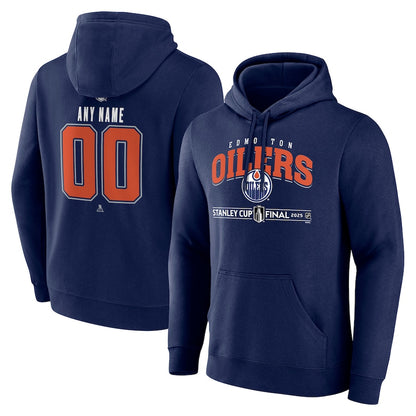 Men's Edmonton Oilers Navy 2025 Stanley Cup Final Custom Pullover Hoodie
