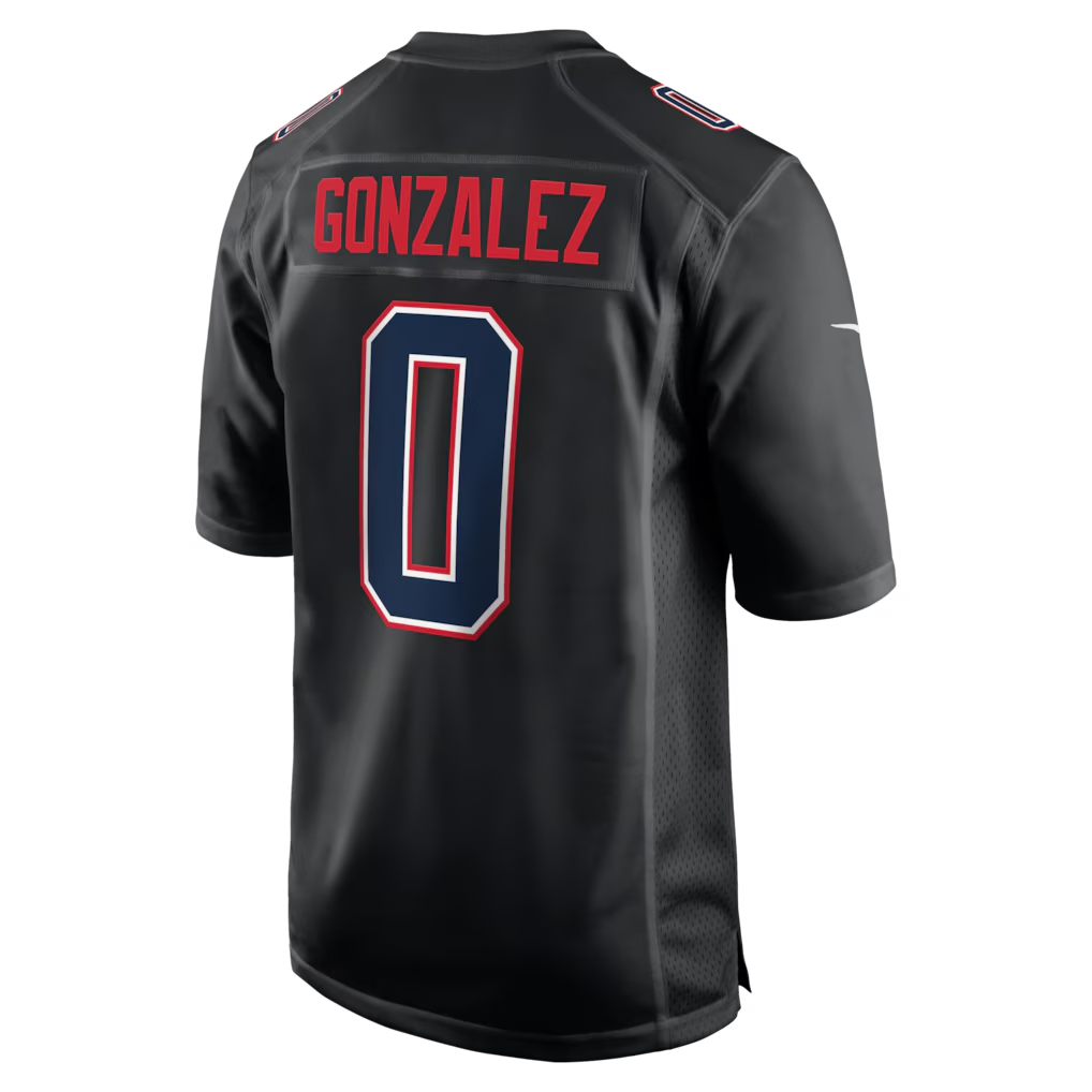 Men's New England Patriots Christian Gonzalez Nike Black Super Bowl LX Patch Carbon Fashion Game Jersey