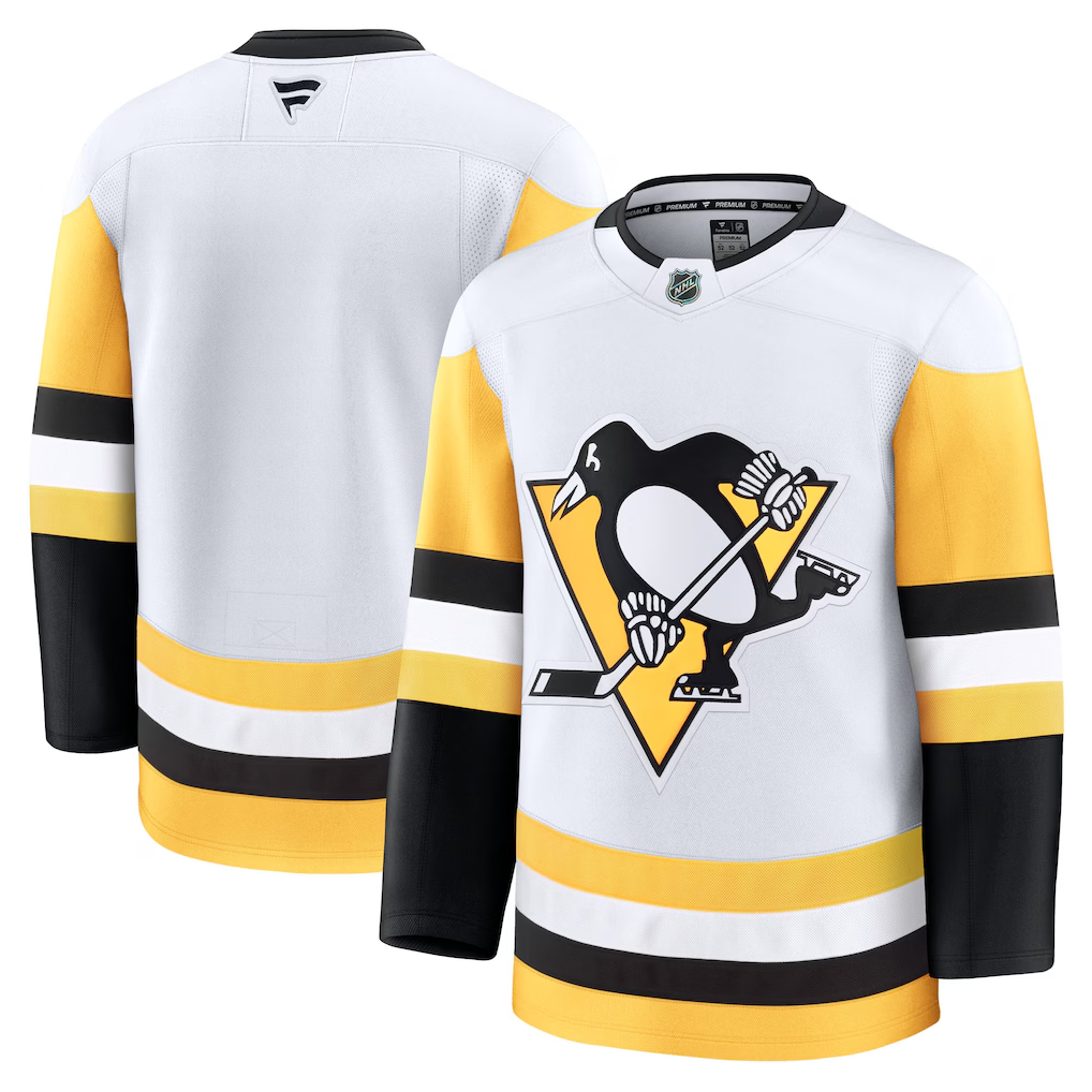 Men's Pittsburgh Penguins White Away Premium Blank Jersey
