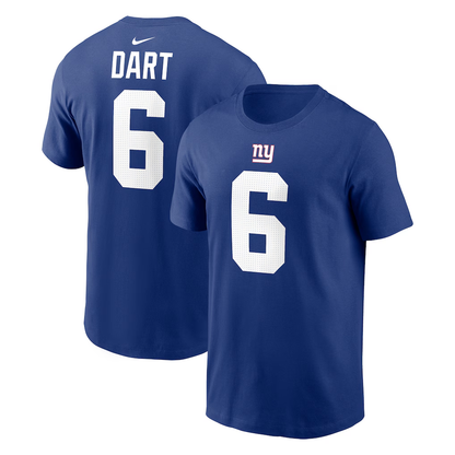 Men's New York Giants Jaxson Dart Nike Royal Name & Number T-Shirt