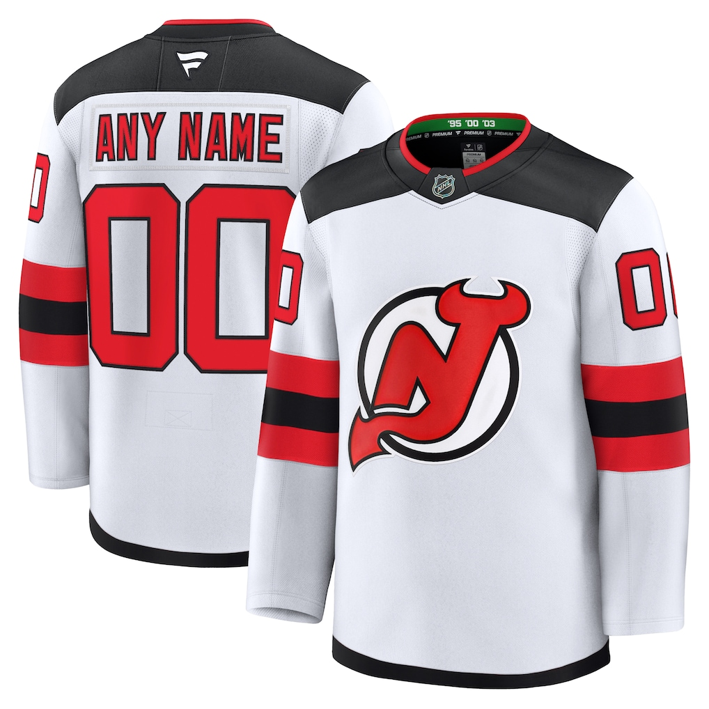 Men's New Jersey Devils  White Away Premium Custom Jersey
