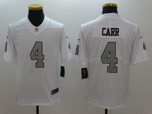 Men's Oakland Raiders  Derek Carr Jersey-  White-Silver Numbers