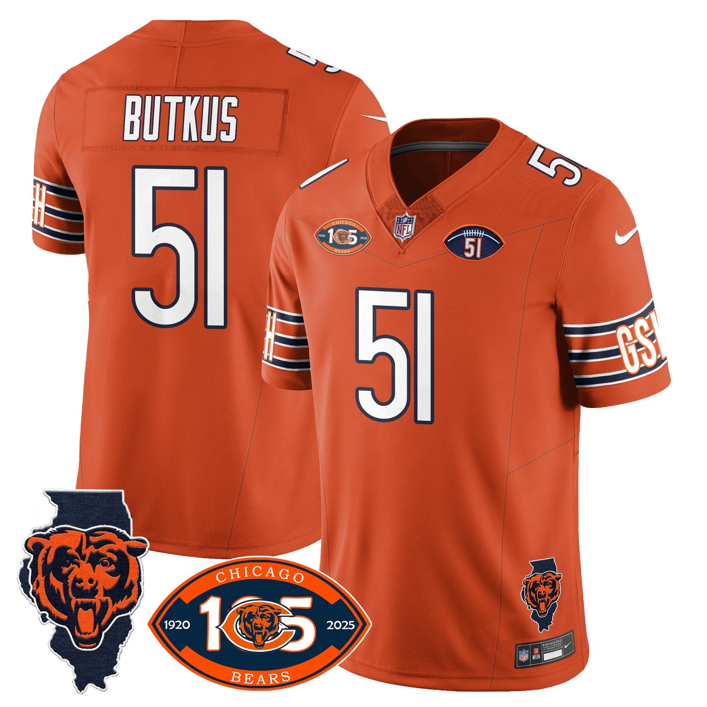 Men’s Chicago Bears 1920-2025 The Chicago Bears Vapor Limited Jersey – All Stitched