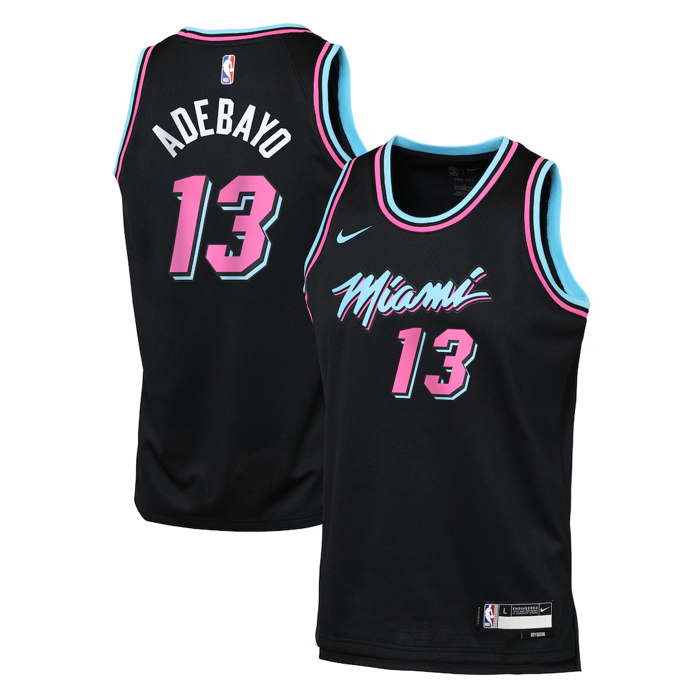 Youth Miami Heat Bam Adebayo Nike Black 2025/26 City Edition Swingman Jersey